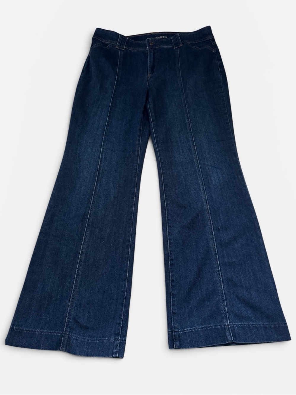 The Platinum Trouser by Chico’s‎ Dark Blue Denim Wide-Leg Women's Jeans Sz 14